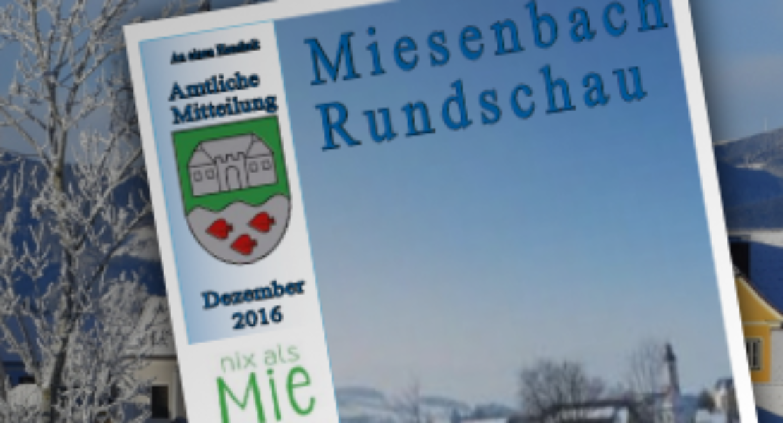 Die Miesenbach-Rundschau Weihnachten 2016 ist online