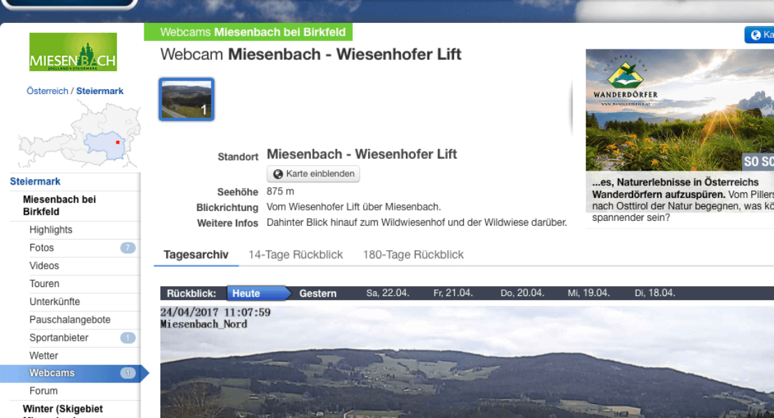 Webcam Miesenbach Bergfex