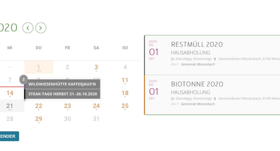 Neuer Kalender auf unserer Homepage