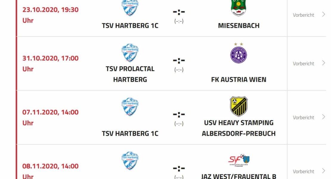 Spielplan in der Profertil Arena Hartberg