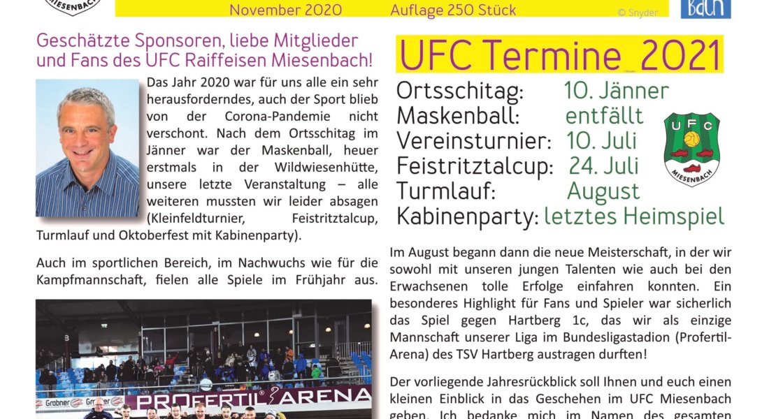 Jahresrückblick des UFC Miesenbach 2020