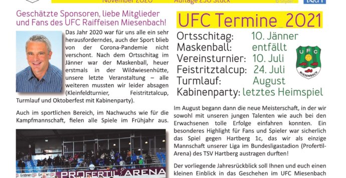 Jahresrückblick des UFC Miesenbach 2020