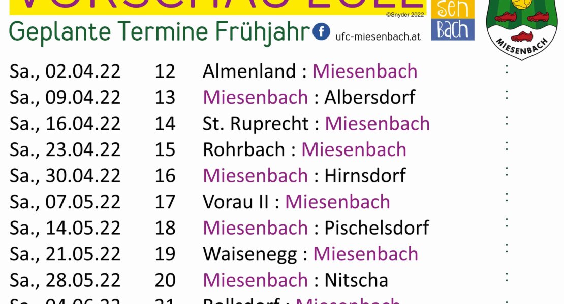 Spielplan H2021