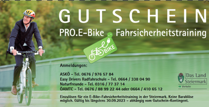 Kostenloses E-Bike-Fahrsicherheitstraining
