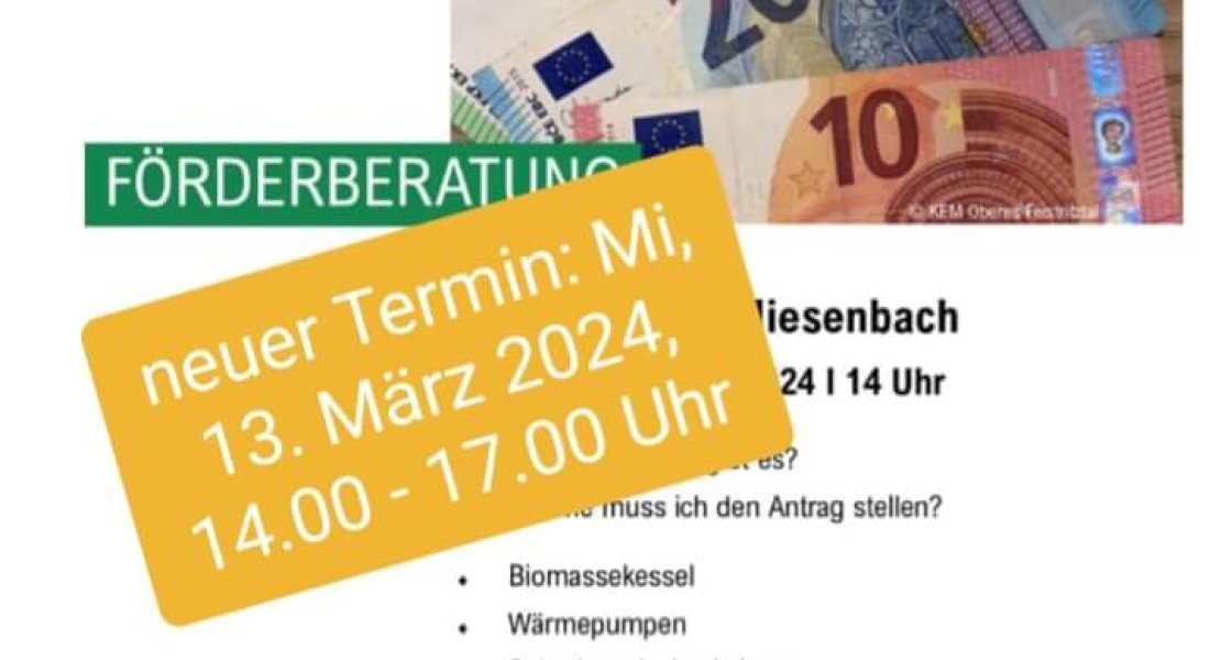 Förderberatung in der Gemeinde – neuer Termin