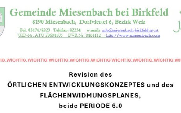 WICHTIG: Einleitung Revision Flächenwidmungsplan