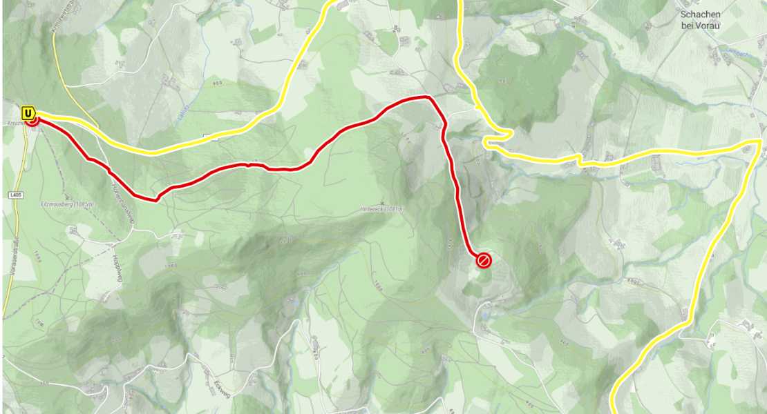 Sperre der Mountainbikestrecke „Großer Jogl“ zwischen Kreuzwirt und Kellerstöckl