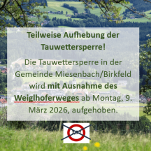 Teilweise Aufhebung der Tauwettersperre ab 9. März 2026