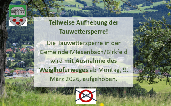 Teilweise Aufhebung der Tauwettersperre ab 9. März 2026