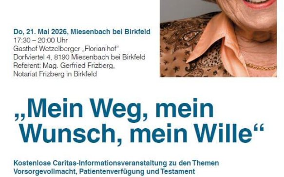 Kostenlose Caritas-Informationsveranstaltung zu den Themen Vorsorgevollmacht, Patientenverfügung und Testament