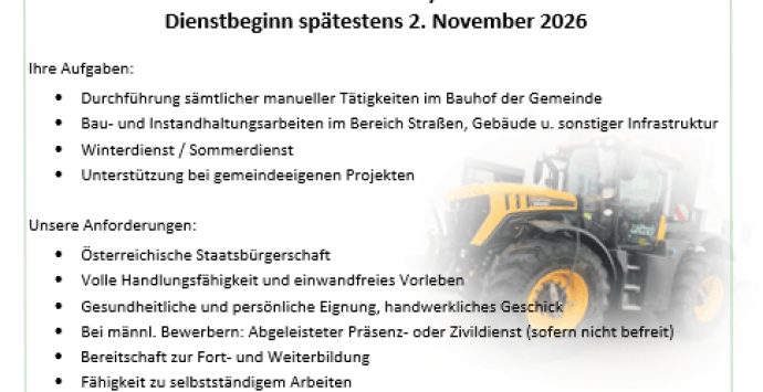 Stellenausschreibung Bauhofmitarbeiter/in
