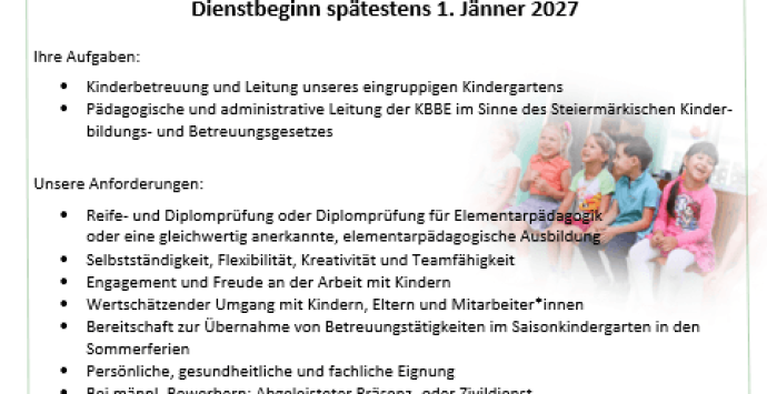 Stellenausschreibung Elementarpädagog/in
